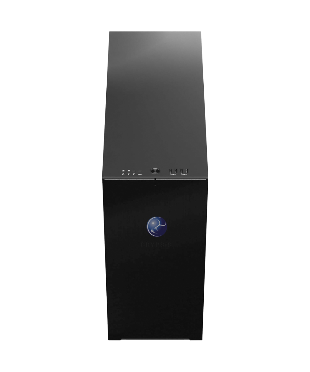 desktop workstation top quarter view
