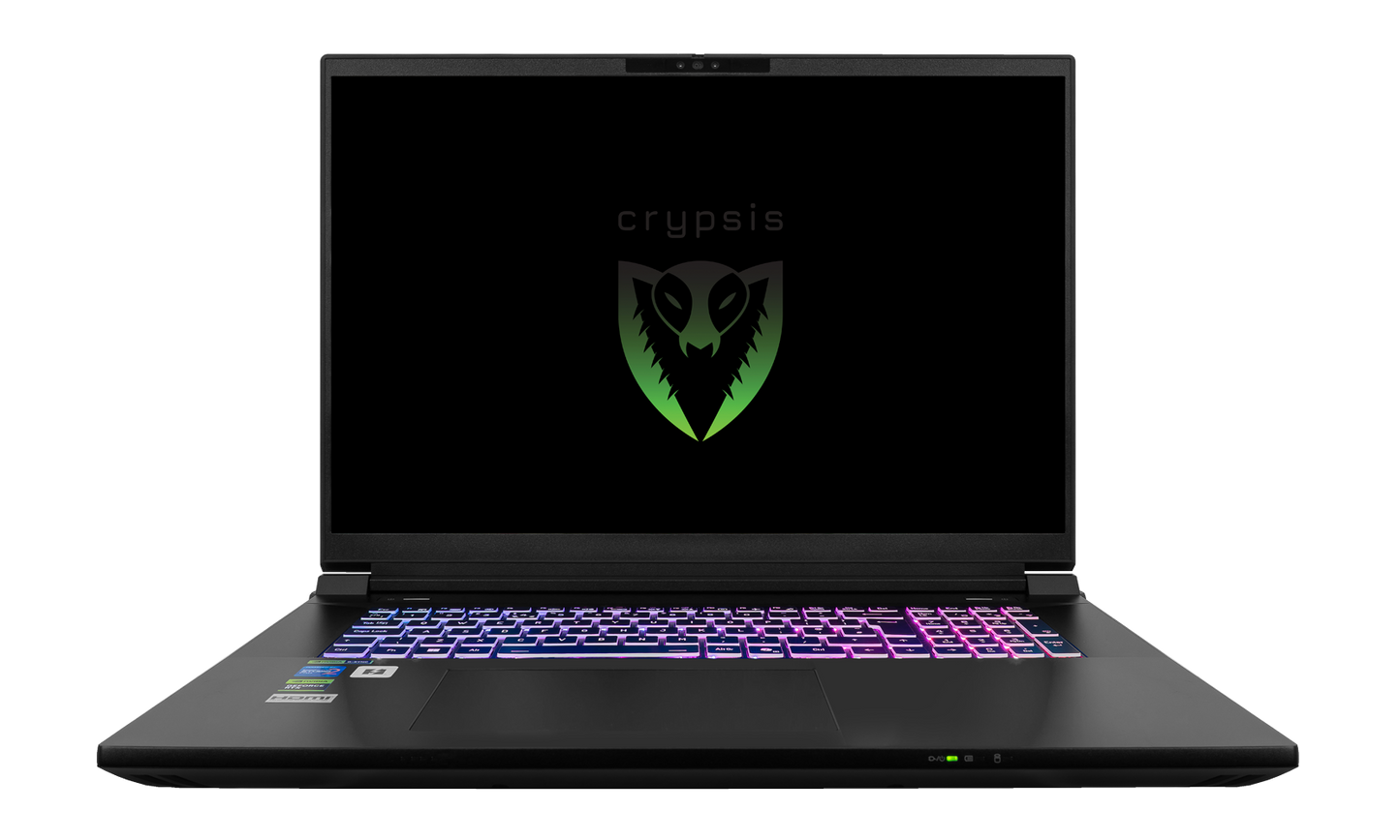 Open laptop workstation showing Crypsis Mantis Logo