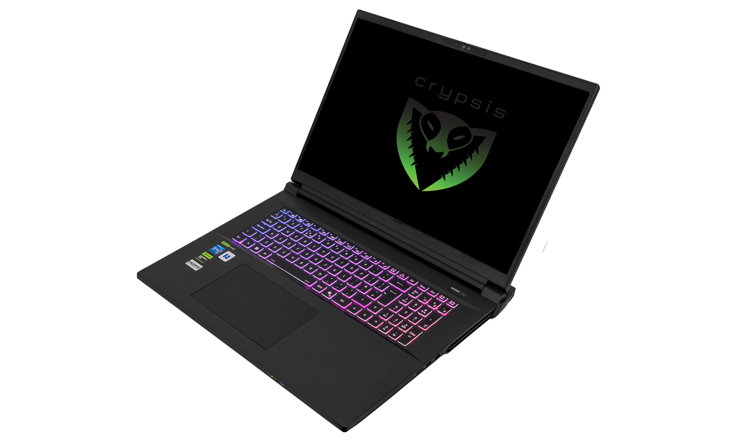 laptop workstation open with illuminated keyboard