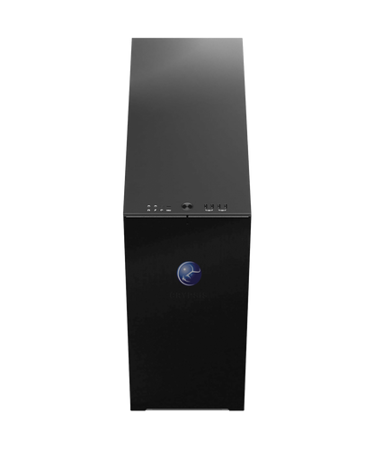 desktop workstation top quarter view