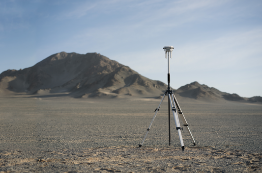 DJI RTK3 unit in use in desert terrain