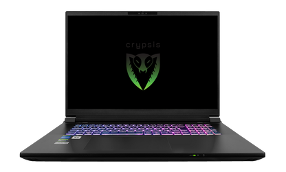 Open laptop workstation showing Crypsis Mantis Logo