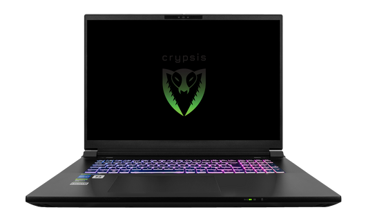 Open laptop workstation showing Crypsis Mantis Logo