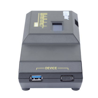 end view of writeprotect usb showing device USB connections (input)